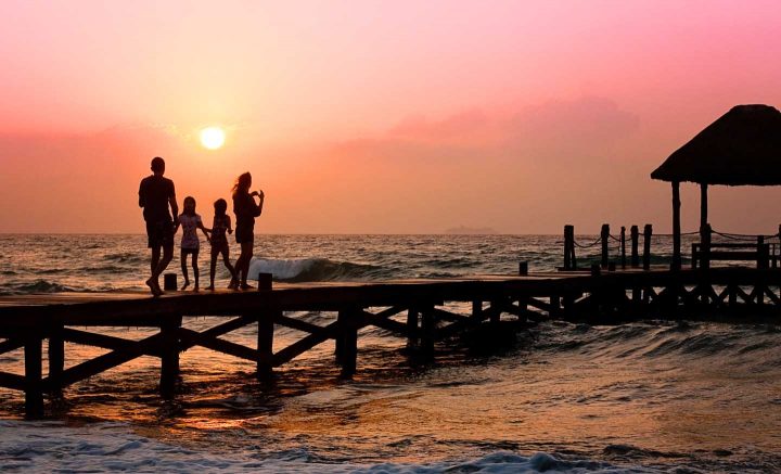 A family relaxing at the beach